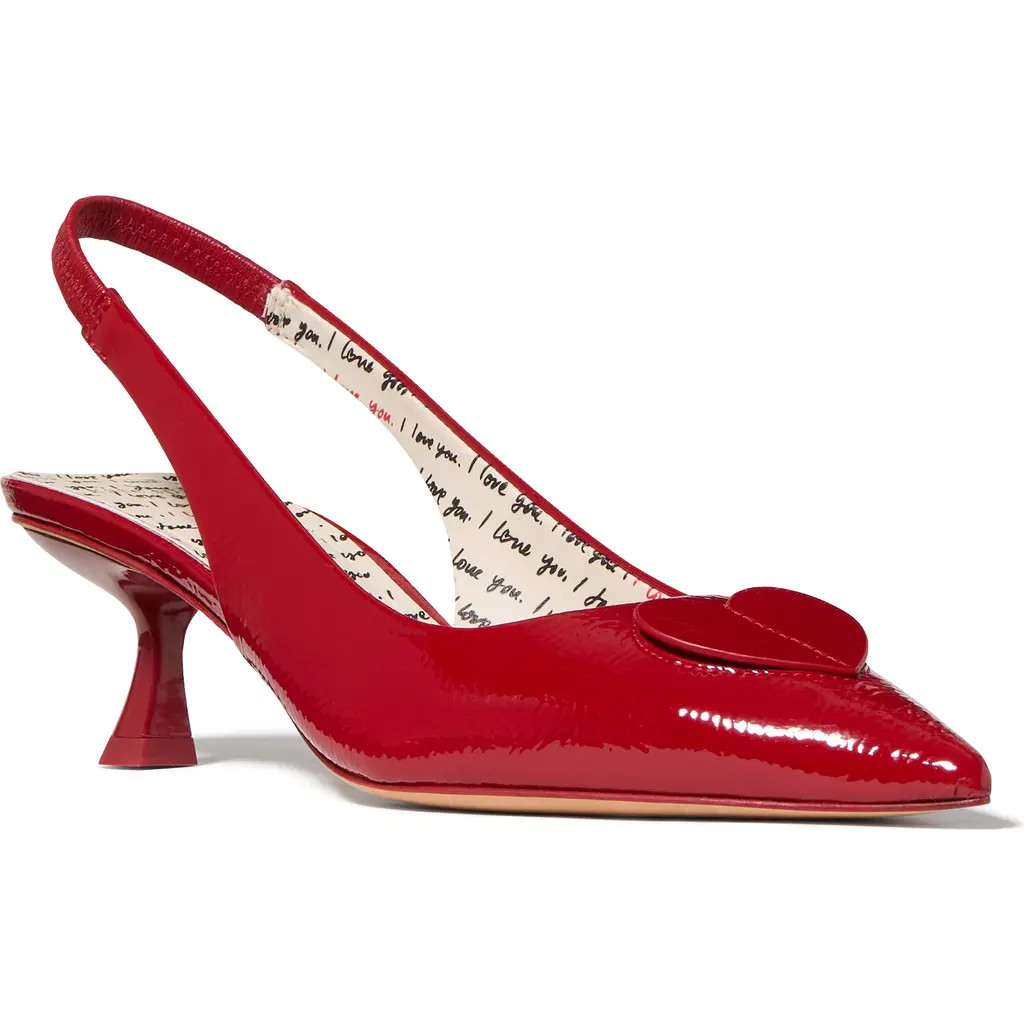 Kate Spade New York lover crinkle patent leather slingback pump in Dark Scarlet at Nordstrom, Size 5 | Nordstrom