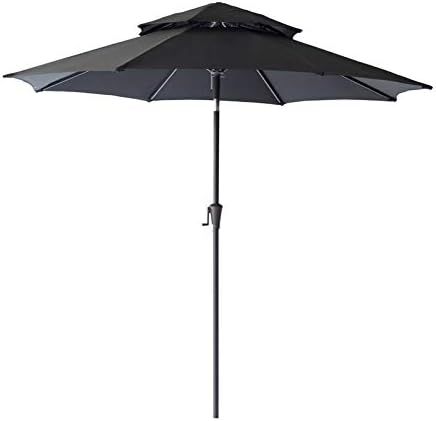 C-Hopetree 9 ft Double Top Outdoor Patio Market Umbrella with Tilt, Black | Amazon (US)