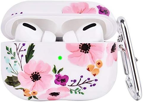 Airpods Pro Case with Keychain and Cute Floral Skin,OLEBAND Air Pod Pro Hard Protective Cover Acc... | Amazon (US)
