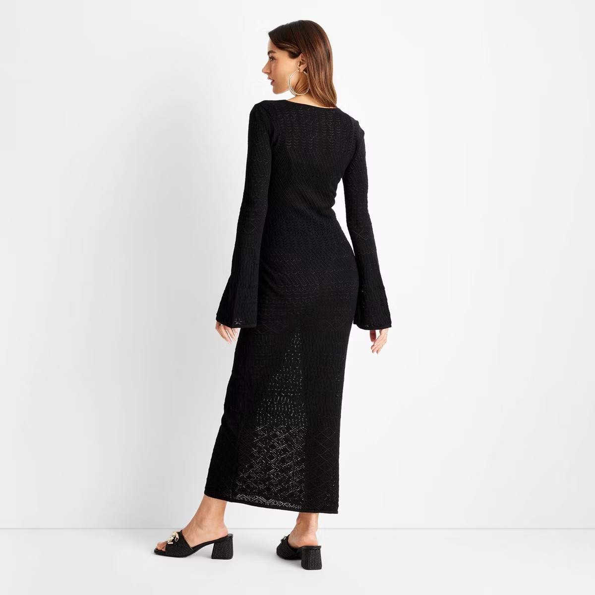 Women's Long Sleeve Open-Work Stitch Midi Dress - Future Collective™ with Jenny K. Lopez Black | Target