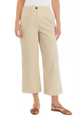 Crown & Ivy Women's Cropped Chino Pants, Tan, 10 | Belk