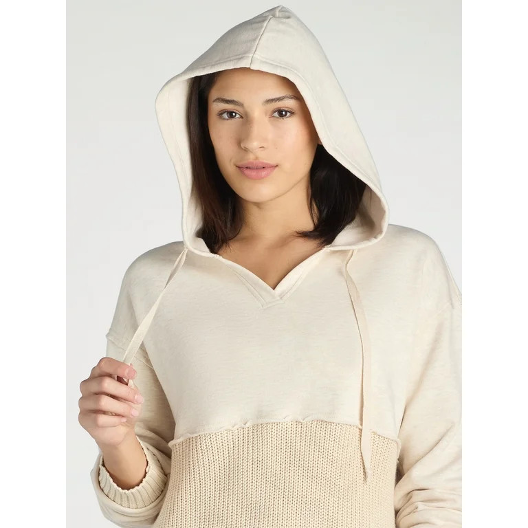 Time And Tru Women's Mixed Media Hoodie, Sizes S-XXXL | Walmart (US)