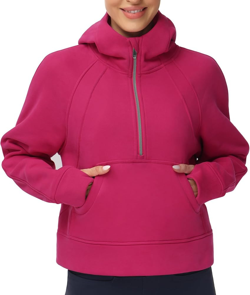 THE GYM PEOPLE Womens' Hoodies Half Zip Long Sleeve Fleece Crop Pullover Sweatshirts with Pockets... | Amazon (US)