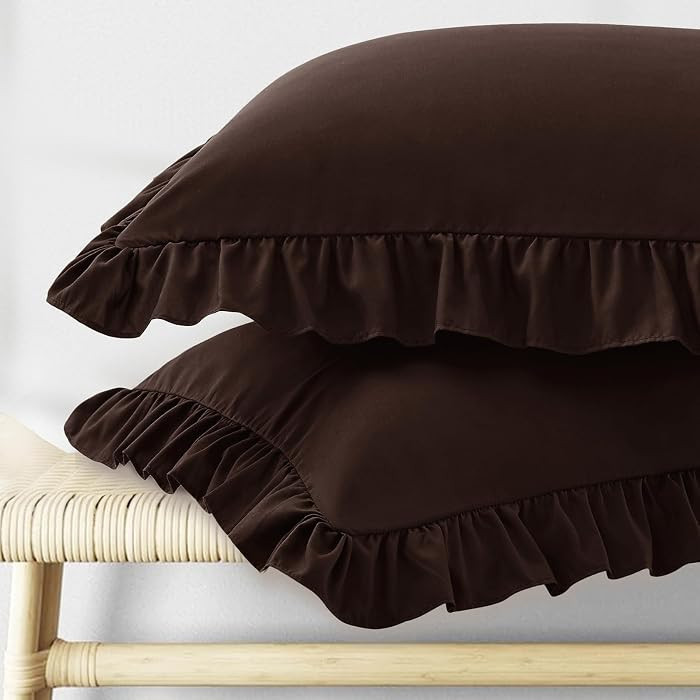 KKJIAF Ruffle Pillow Cases King Size Set of 2, Ruffled Pillow Covers with Envelope Closure, Wrink... | Amazon (CA)