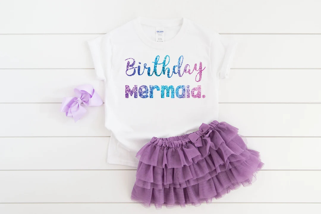 Mermaid Girl Birthday Shirt, Mermaid Shirt, Mermaid Party, Mermaid Theme, Under the Sea, Mermaid ... | Etsy (US)
