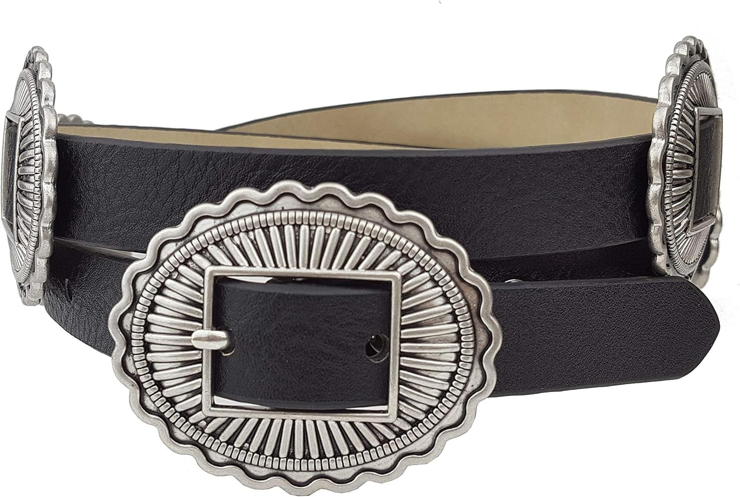 Western Buckle with conchos in Non-Animal Leatherette Belt | Amazon (US)