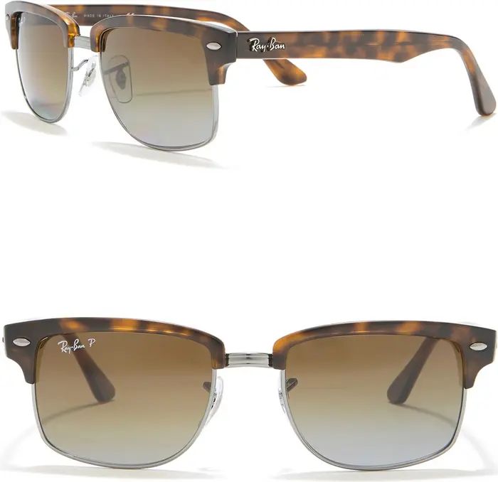 52mm Polarized Square Clubmaster Sunglasses | Nordstrom Rack