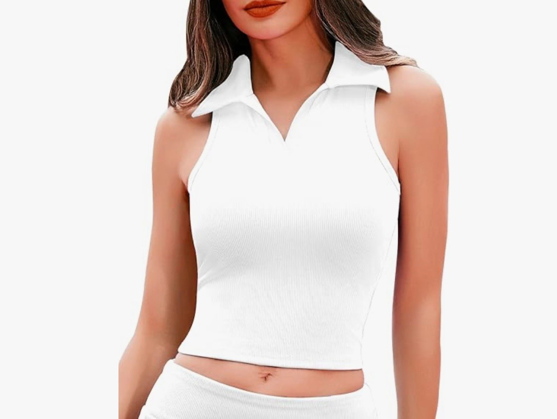 Womens Workout Crop Top Built in Bra Ribbed Athletic Tank Tops Casual Sleeveless Collar Shirts Padded Sports Yoga Vest golf shirt tennis shirt 

#LTKActive #LTKSeasonal #LTKSaleAlert