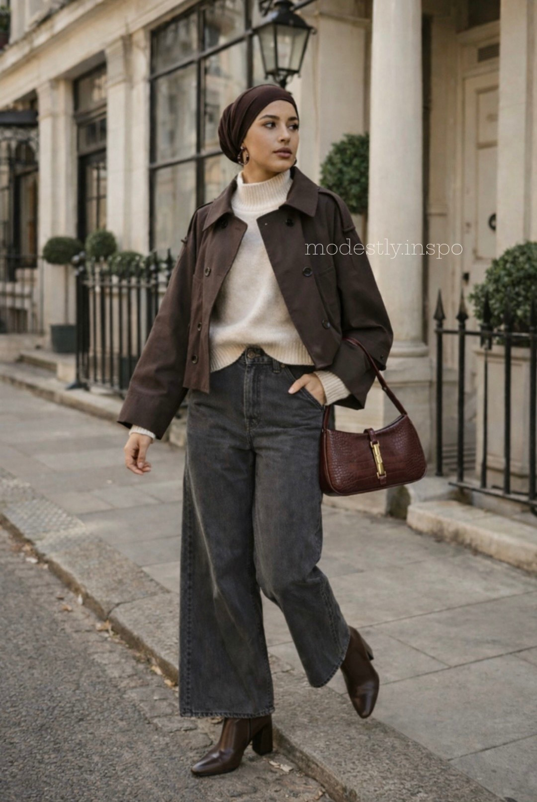 Abercrombie wide leg jeans, brown cropped trench coat, brown jacket, turtleneck sweater, beige sweater, faded black jeans, brown boots, burgundy purse, hijabi, modest, chic, classy, fall, winter, cozy, comfy, elegant, affordable, mango jacket, Abercrombie sweater 

#LTKSaleAlert #LTKgrwm #LTKootd