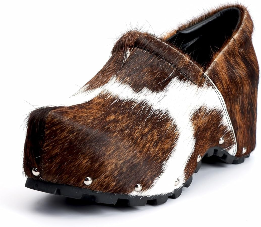 XOBZJH Women's Calf Hair Print Waterproof Non-Slip Platform Professional Clogs & Mules with Arch ... | Amazon (US)