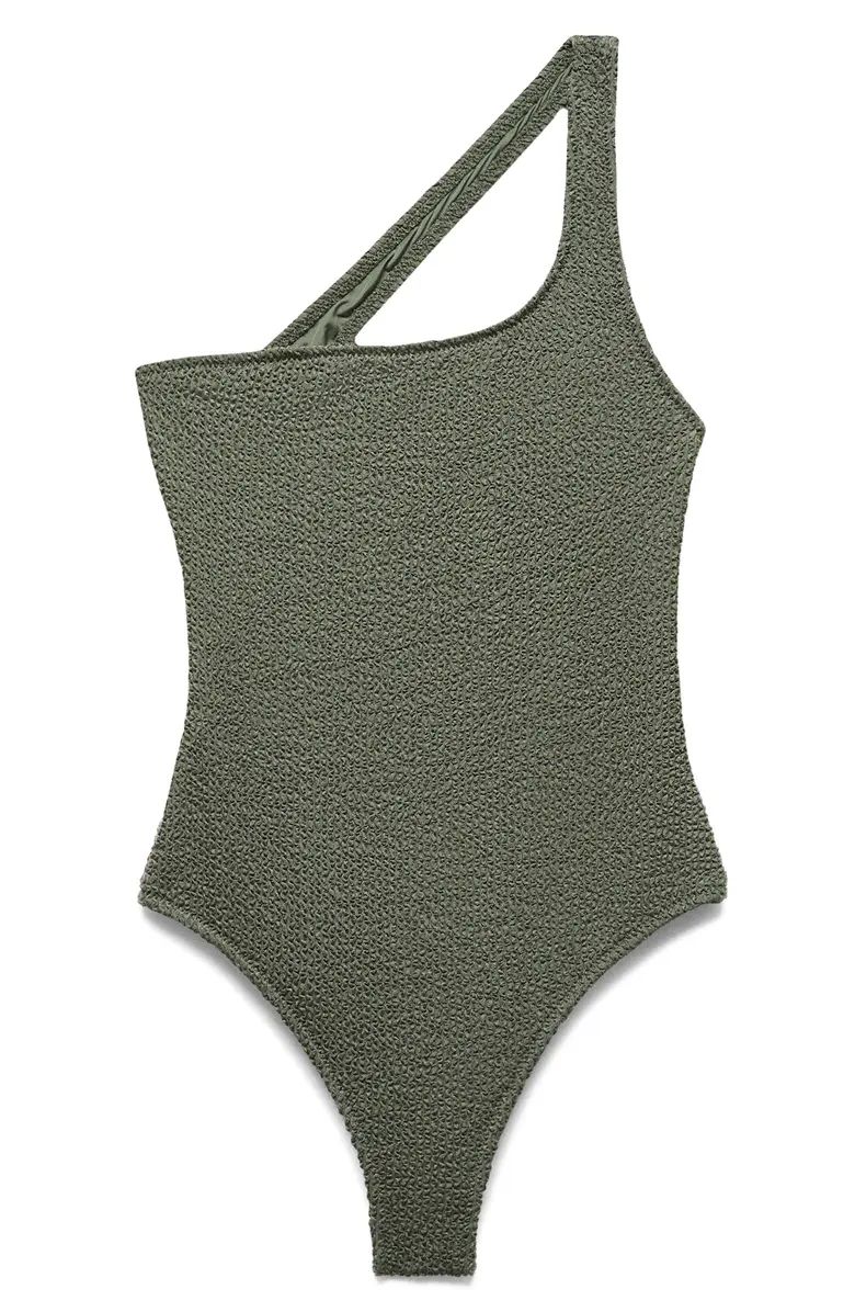 MANGO Textured One-Shoulder One-Piece Swimsuit | Nordstrom | Nordstrom