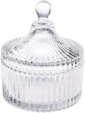 Beautyflier 5” Crystal Castle Candy Dish Stripe Snack Bowl Jar Fruit Container Jewelry Storage ... | Amazon (US)