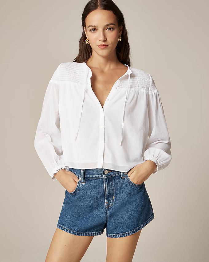 Popover top in cotton voile | J. Crew US