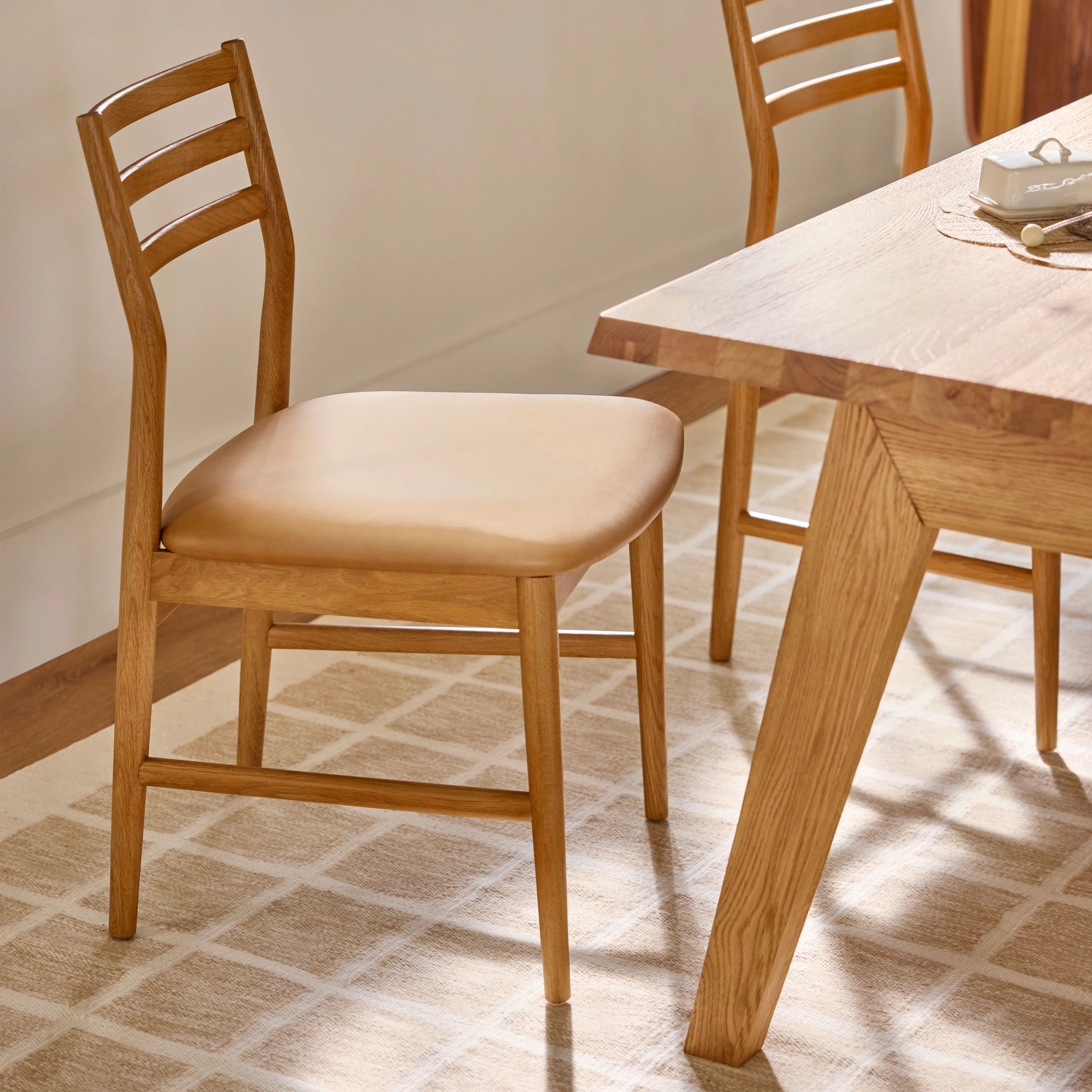 Wosla Leather Dining Chair - Oak and Taos Tan | Article