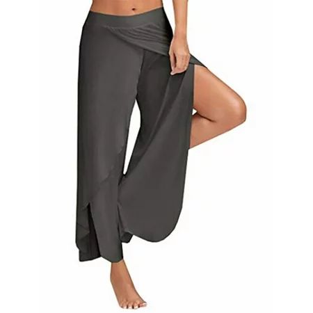 Double Layers Chiffon Pants Summer Women Split Flared Trousers | Walmart (US)