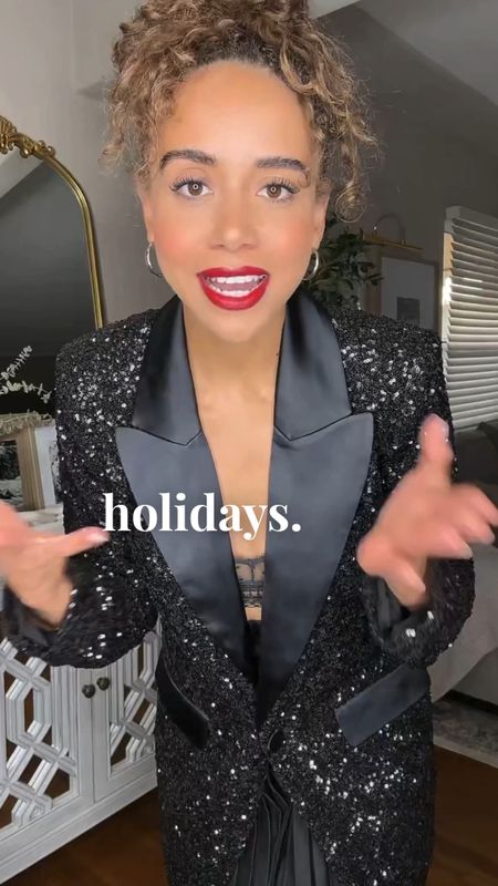Holiday Glam. Wearing size XS in the blazer. 

Holiday style, winter outfits 

#LTKstyletip #LTKHoliday #LTKSeasonal