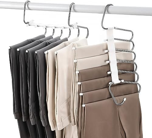 Upgraded Collapsible Pants Hangers Space Saving, 6 Layers Clothes Rack, Stainless Steel Multifunc... | Amazon (US)