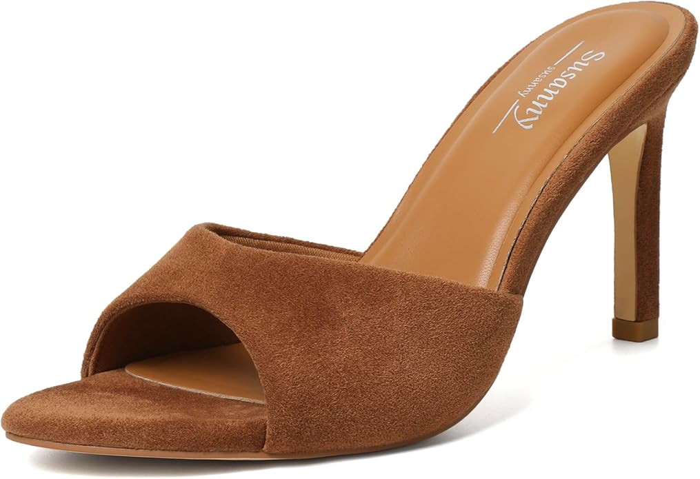 Susanny Women's Sandals Heels Mule High Heels Pointed Open Toe Sandals Sexy Slip on Heeled Summer... | Amazon (US)
