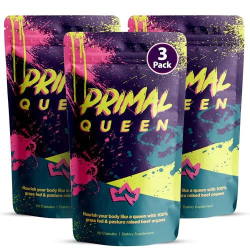 Primal Queen Female-Optimized Beef Organ Superfood Supplement (Beef Liver, Kidney, Heart, & 3 More) - 100% Grass Fed, Pasture Raised Cattle - Balance Hormones, Energy, & More for Women (Pack of 3) | Amazon (US)