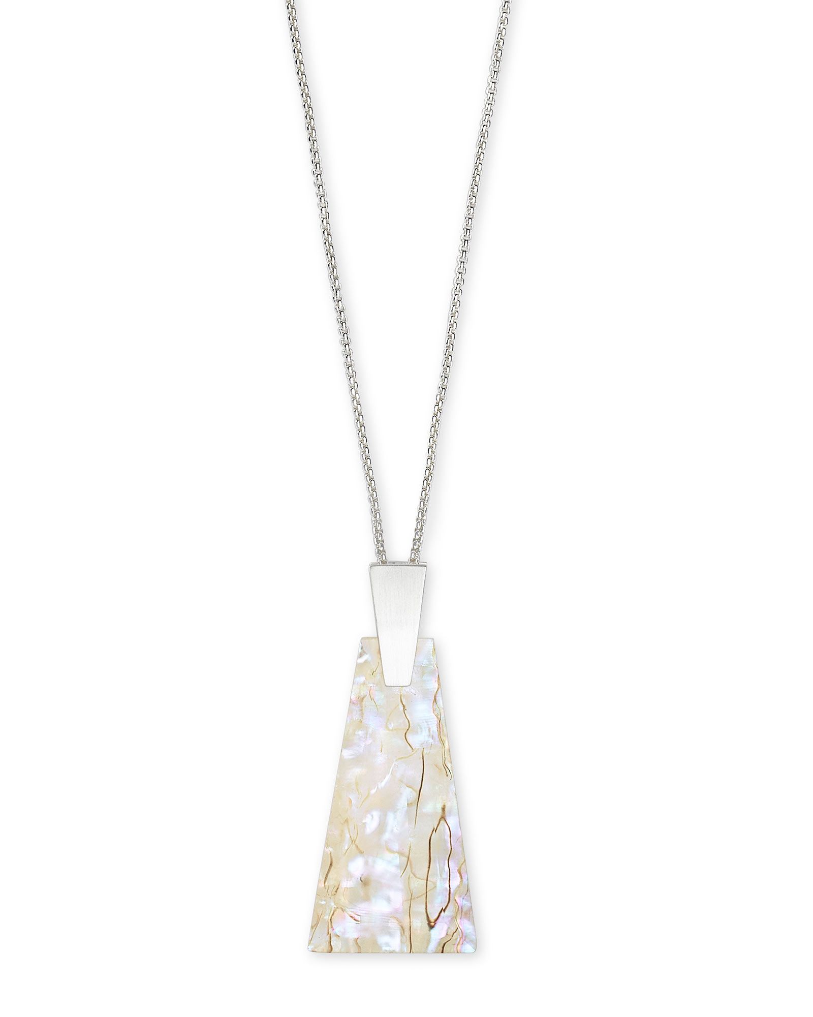 Collins Bright Silver Long Pendant Necklace in White Abalone | Kendra Scott
