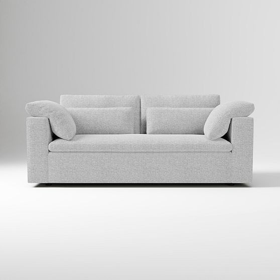 Harmony Modular 82"" Sofa, Down, Frost Gray, Performance Basketweave, Concealed Supports | West Elm (US)