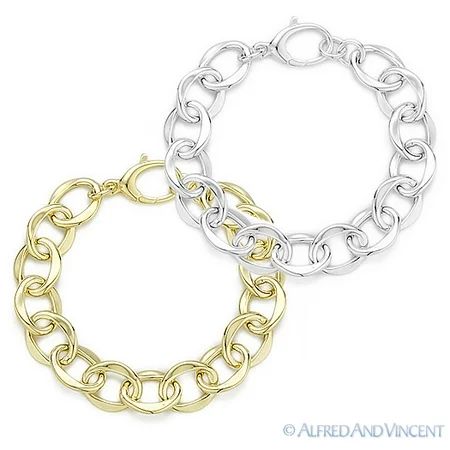 14mm Cable Link Chain Bracelet in .925 Sterling Silver | Walmart (US)