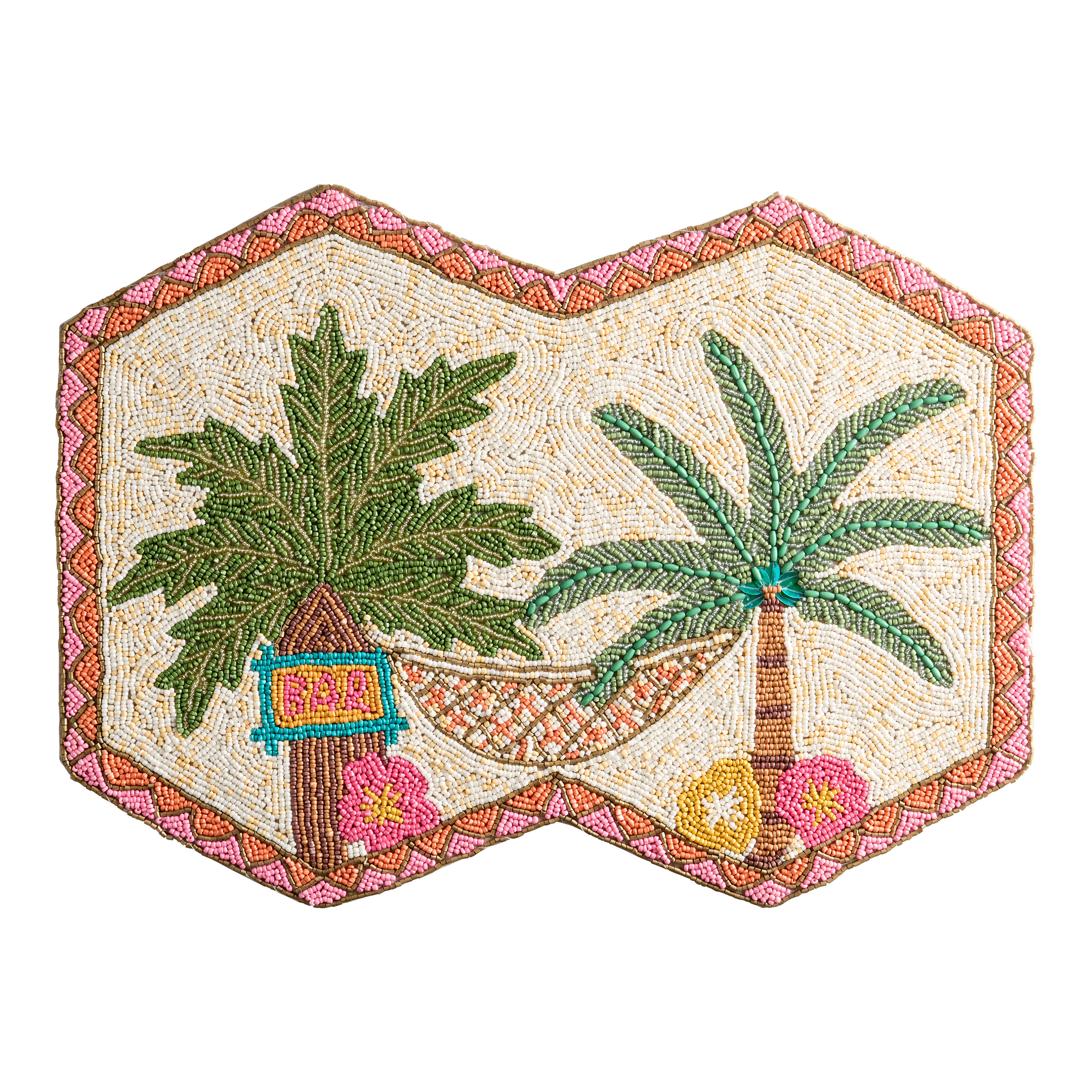 Multicolor Palm Tree Tropical Bar Beaded Placemat - World Market | World Market