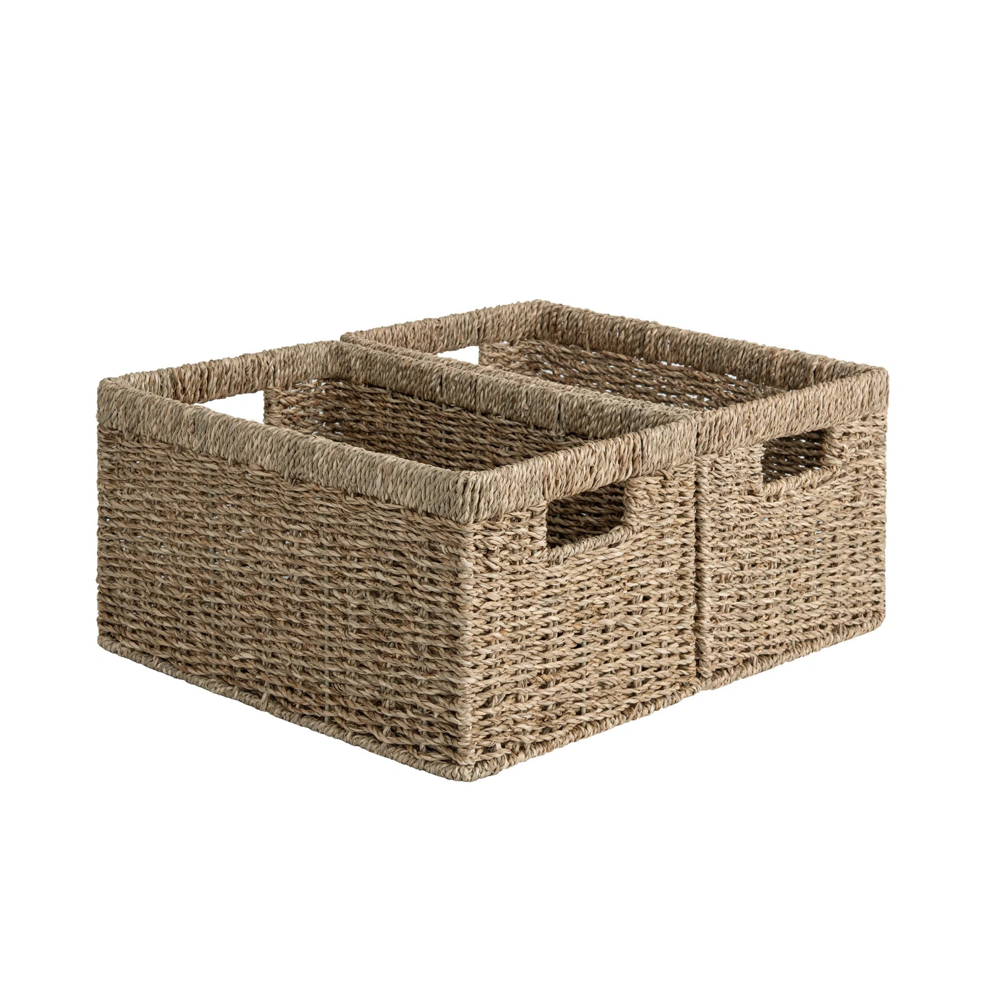 Handwoven Wicker Storage Basket with Built-in Handles, Large Basket Set for Bathroom, Living Room... | Wayfair North America