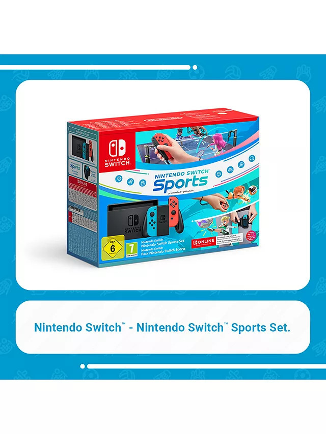 Nintendo Switch Sports Set with 32GB Switch Console & Joy-Con, Neon Red & Blue, & Nintendo Switch... | John Lewis (UK)