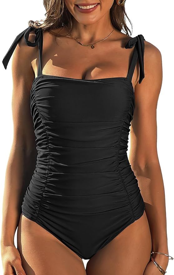 SOCIALA Womens One Piece Swimsuits Tummy Control Ruched Monokini Bathing Suits | Amazon (US)