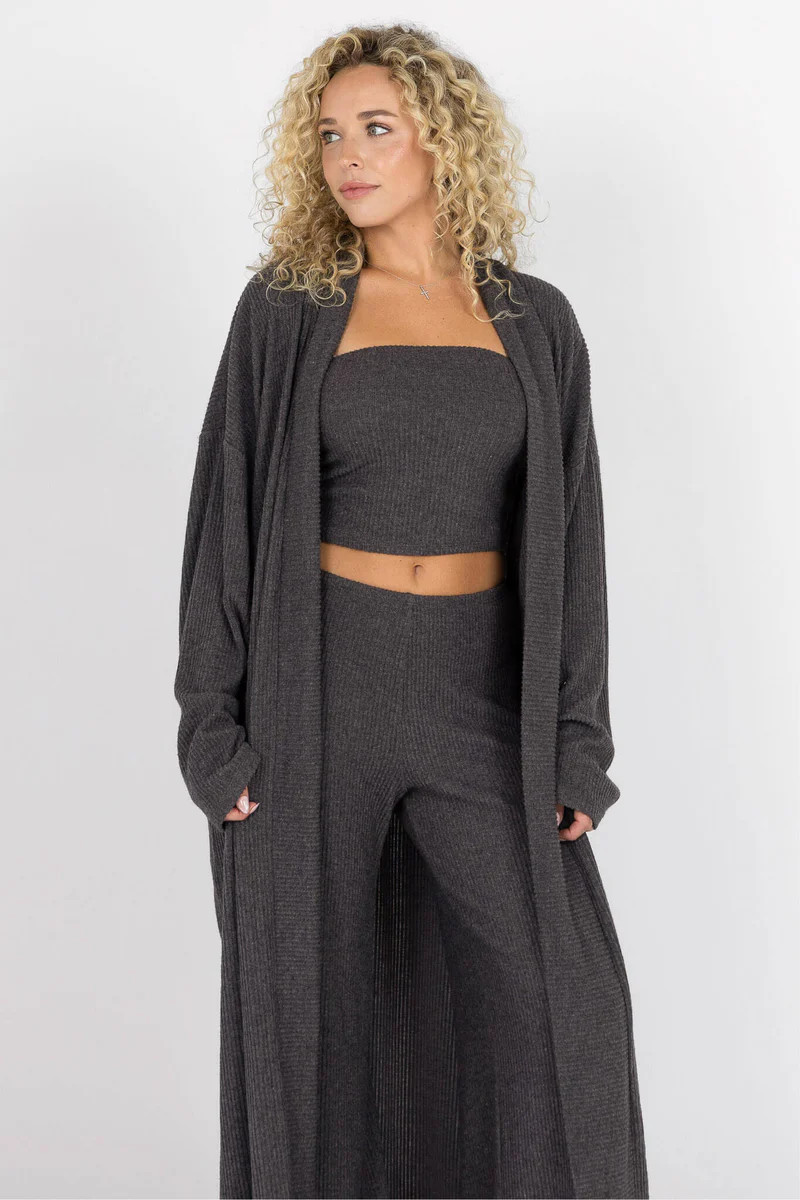 Yacht Club Tube Top Cardigan Pant Set Hazy | The Foxy Kind