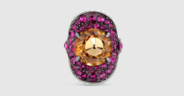 Ring with stud and crystals | Gucci (US)