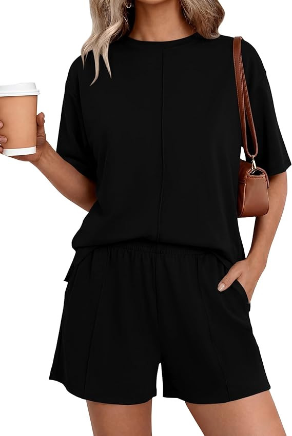 BTFBM Casual 2 Piece Sets For Women Summer 2026 Short Sleeve Tops Shorts Spring Lounge Matching W... | Amazon (US)