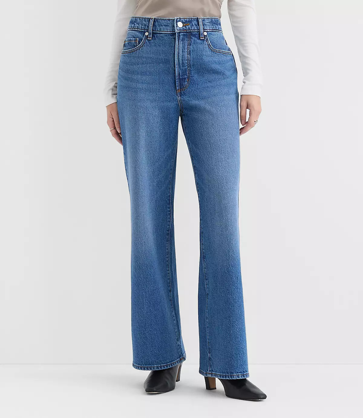 Rivete High Rise Wide Leg Jeans in Vintage Dark Wash | LOFT