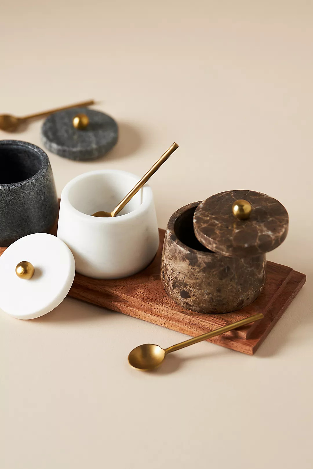 Marble Condiment Set with Spoons | Anthropologie (US)