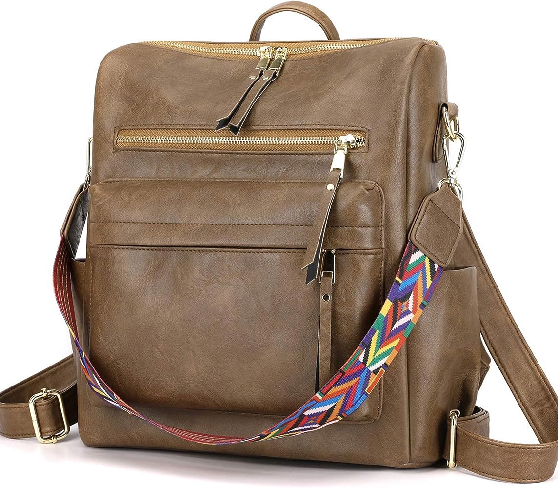 Women's Fashion Backpack Purses Multipurpose Design Handbags and Shoulder Bag PU Leather Travel bag | Amazon (US)