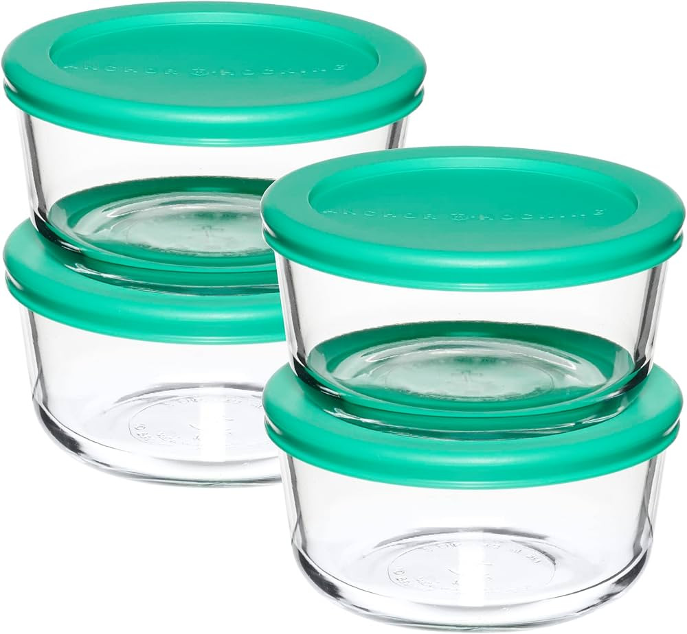 Anchor Hocking 2 Cup Glass Storage Containers with Lids, Set of 4 Glass Food Storage Containers w... | Amazon (US)
