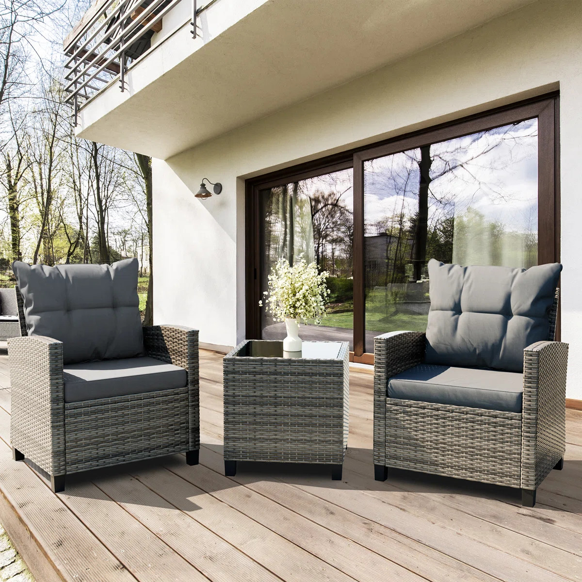 Arlayne 2 - Person Outdoor Rattan Patio Set with Cushions | Wayfair North America