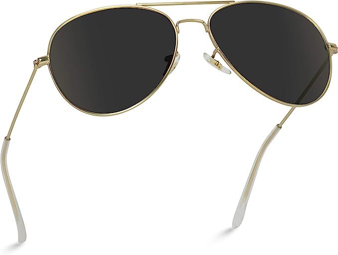 Amazon.com: Premium Metal Frame Classic Fashion Aviator Sunglasses (Gold Frame / Black Lens, 60) ... | Amazon (US)