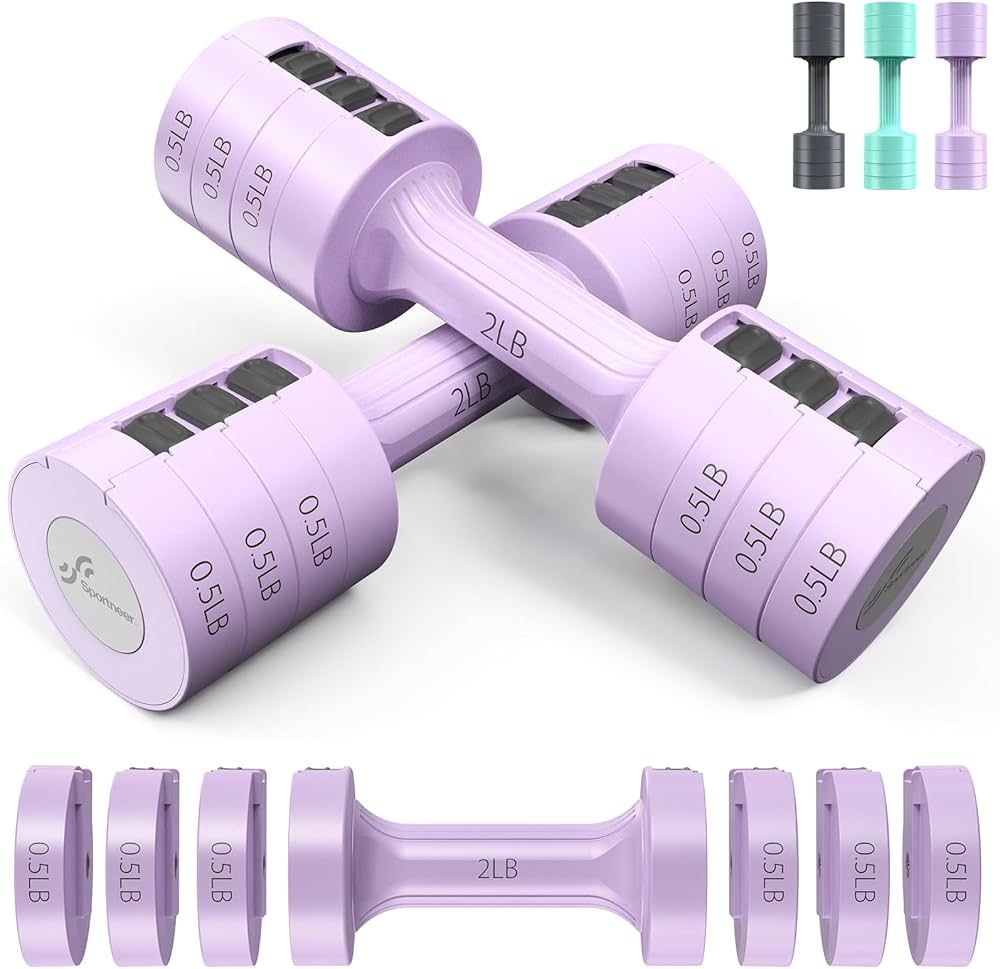 Adjustable Dumbbells Hand Weights Set: Sportneer 4 in 1 Weights Dumbbells Set for Women Each 2lb ... | Amazon (US)