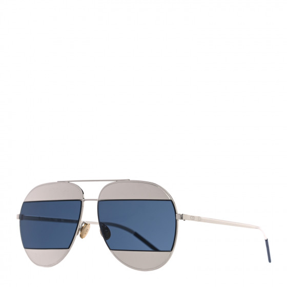 CHRISTIAN DIOR Metal Split 1 Aviator Sunglasses Blue Grey | Fashionphile