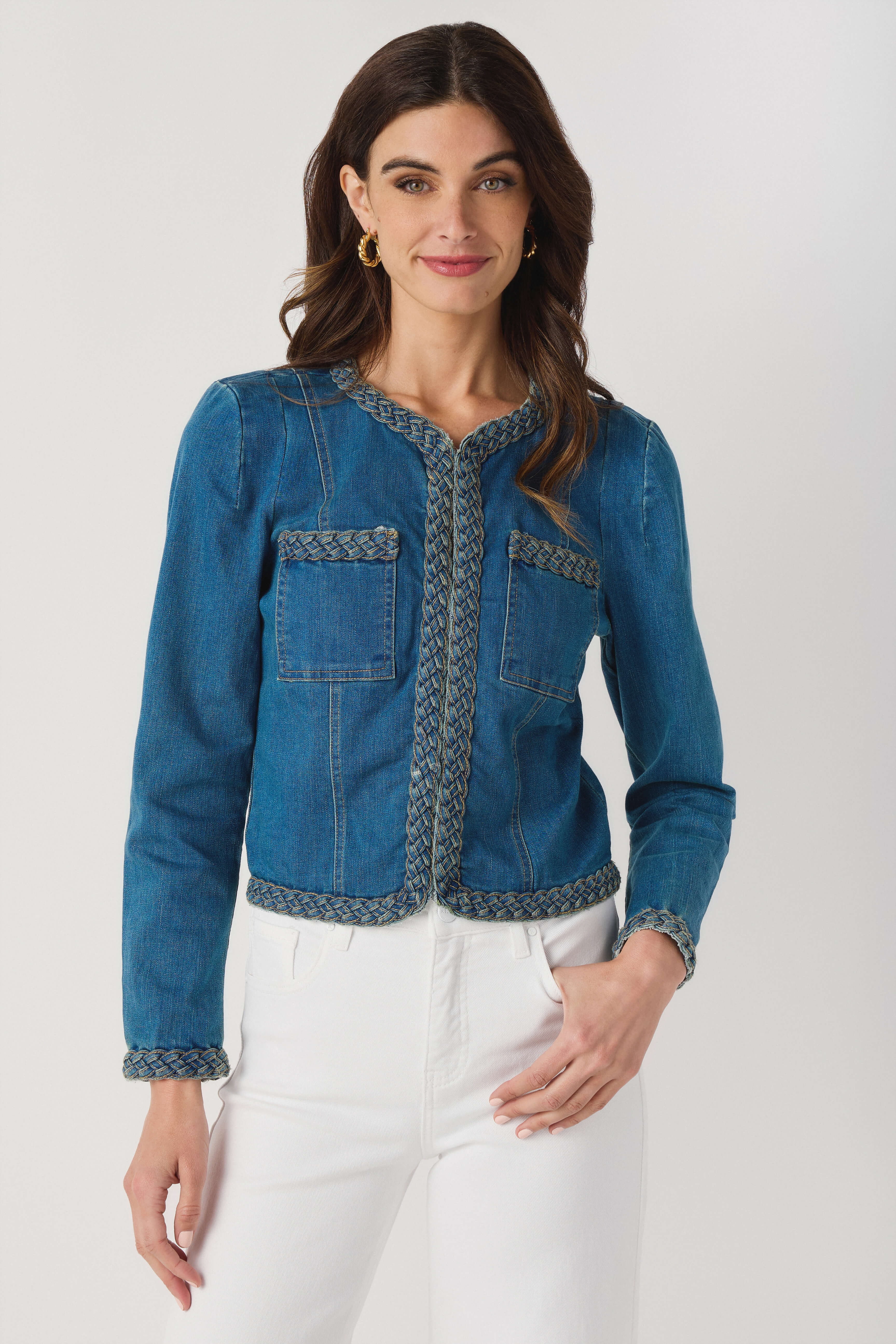 Fate Braided Trim Denim Jacket | Social Threads