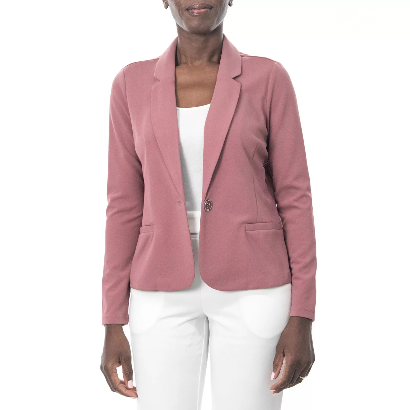 Women's Nina Leonard Single Button Cropped Blazer, Size: Small, Dark Pink | Kohl's