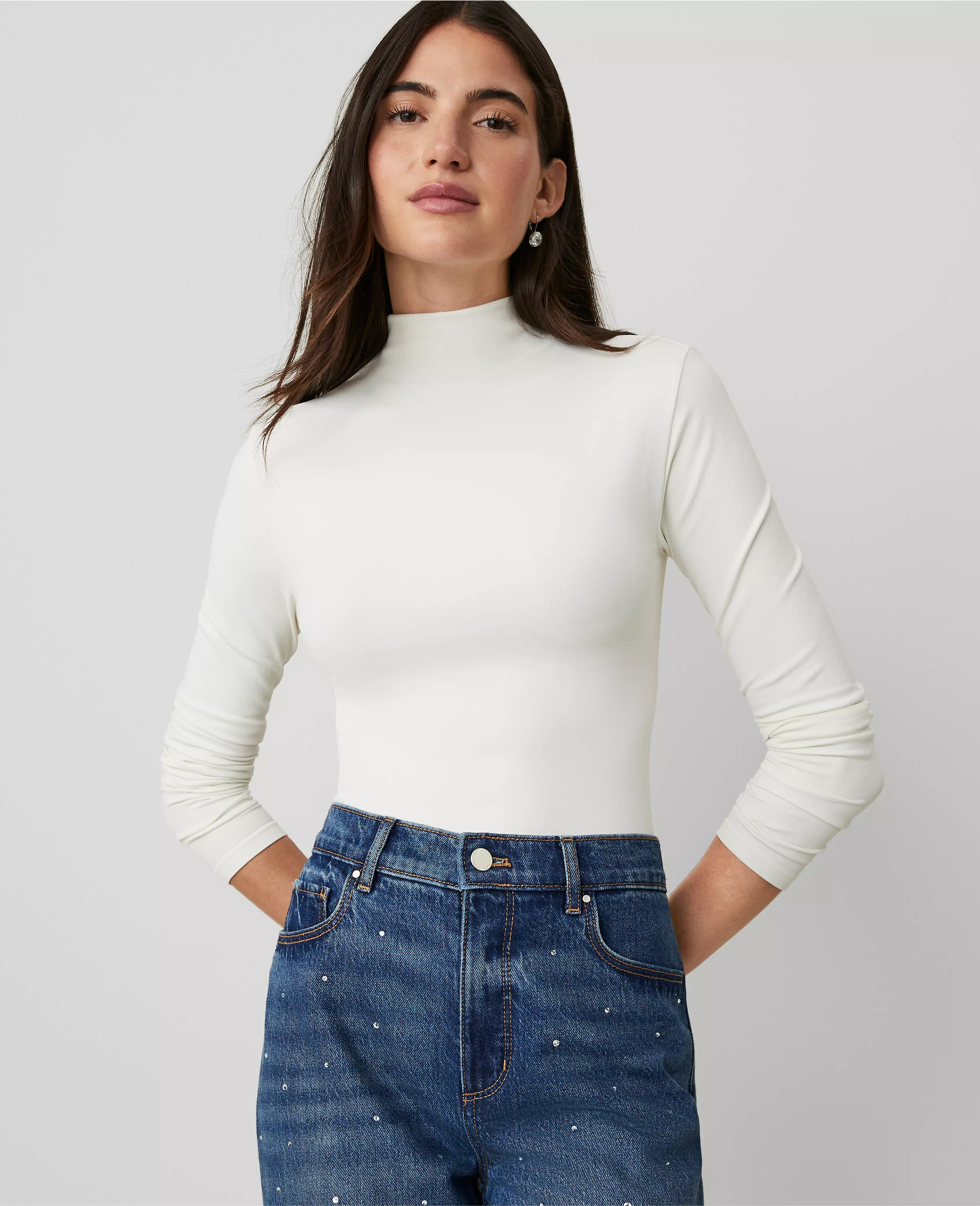 Long-Sleeve Mock Neck Top | Ann Taylor (US)