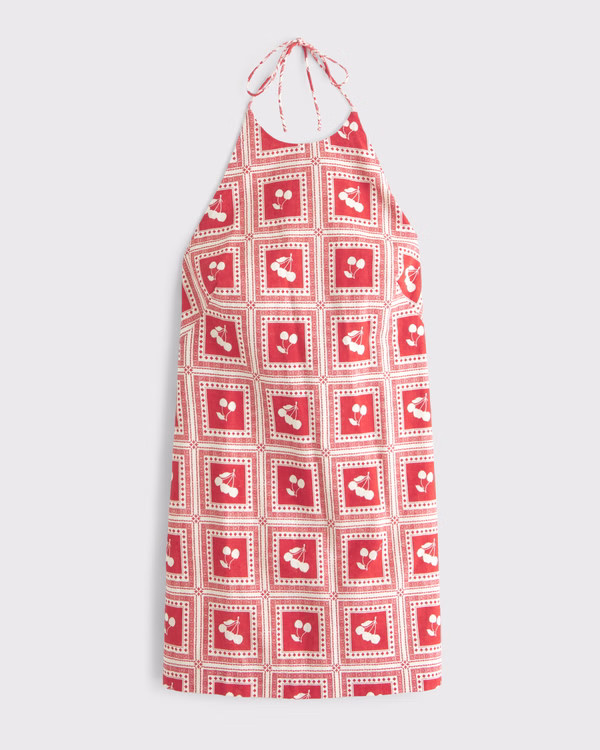 Women's Open-Back Halter Linen-Blend Mini Dress | Women's Clearance | Abercrombie.com | Abercrombie & Fitch (US)