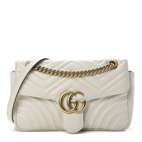 GUCCI Calfskin Matelasse Small GG Marmont Shoulder Bag White | FASHIONPHILE | Fashionphile