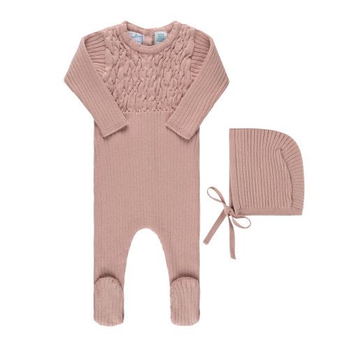 Baby Smocked Ribbed Knit Romper & Bonnet | Feltman Brothers