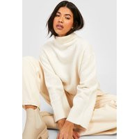 Womens Soft Knit Turtleneck Sweater - Cream - S | boohoo (US & Canada)