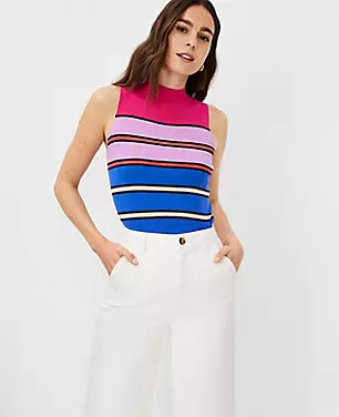 Striped Mock Neck Sweater Shell | Ann Taylor (US)