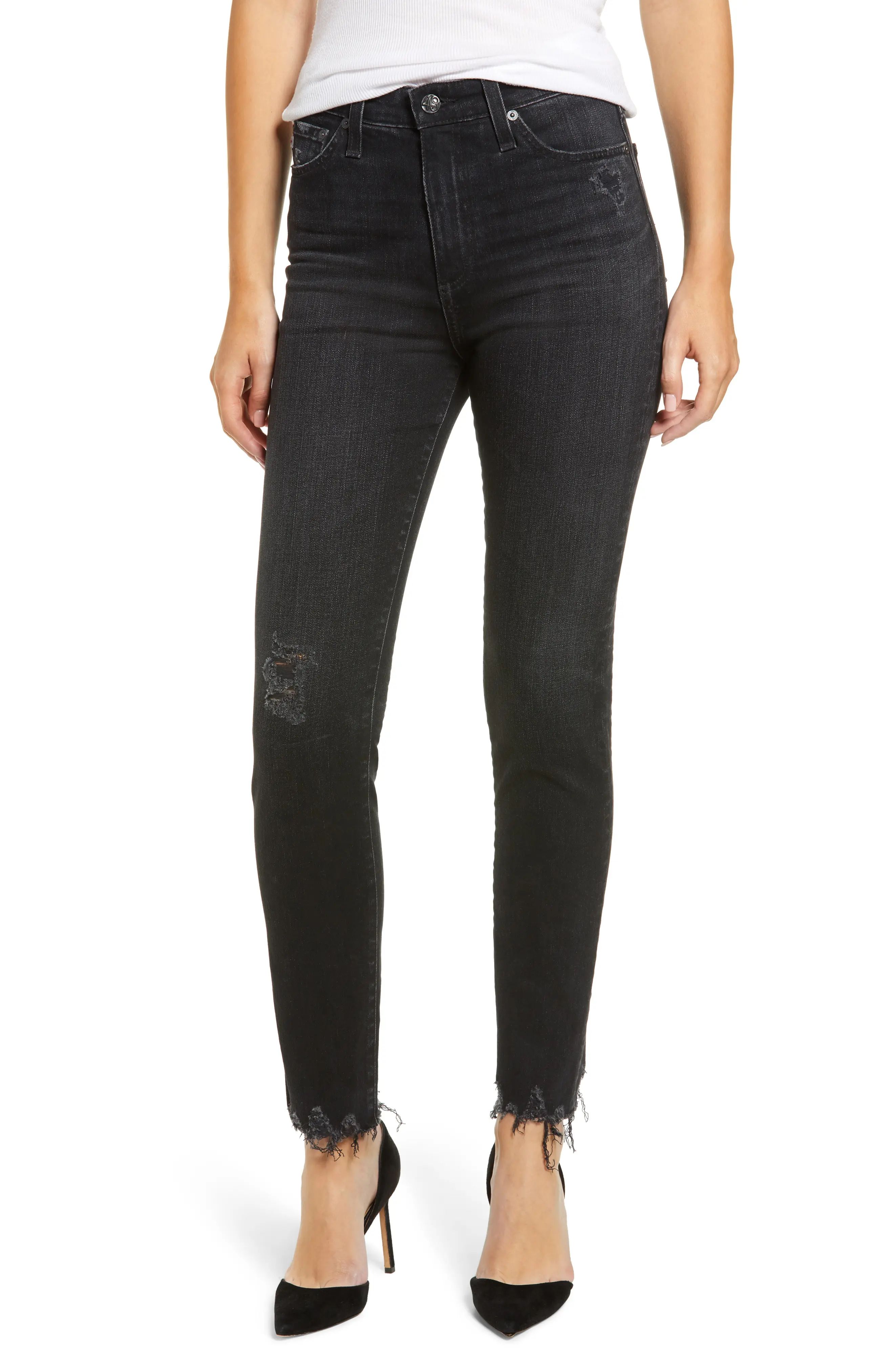 AG The Sophia High Waist Chewed Ankle Skinny Jeans (4 Years Fazed) | Nordstrom